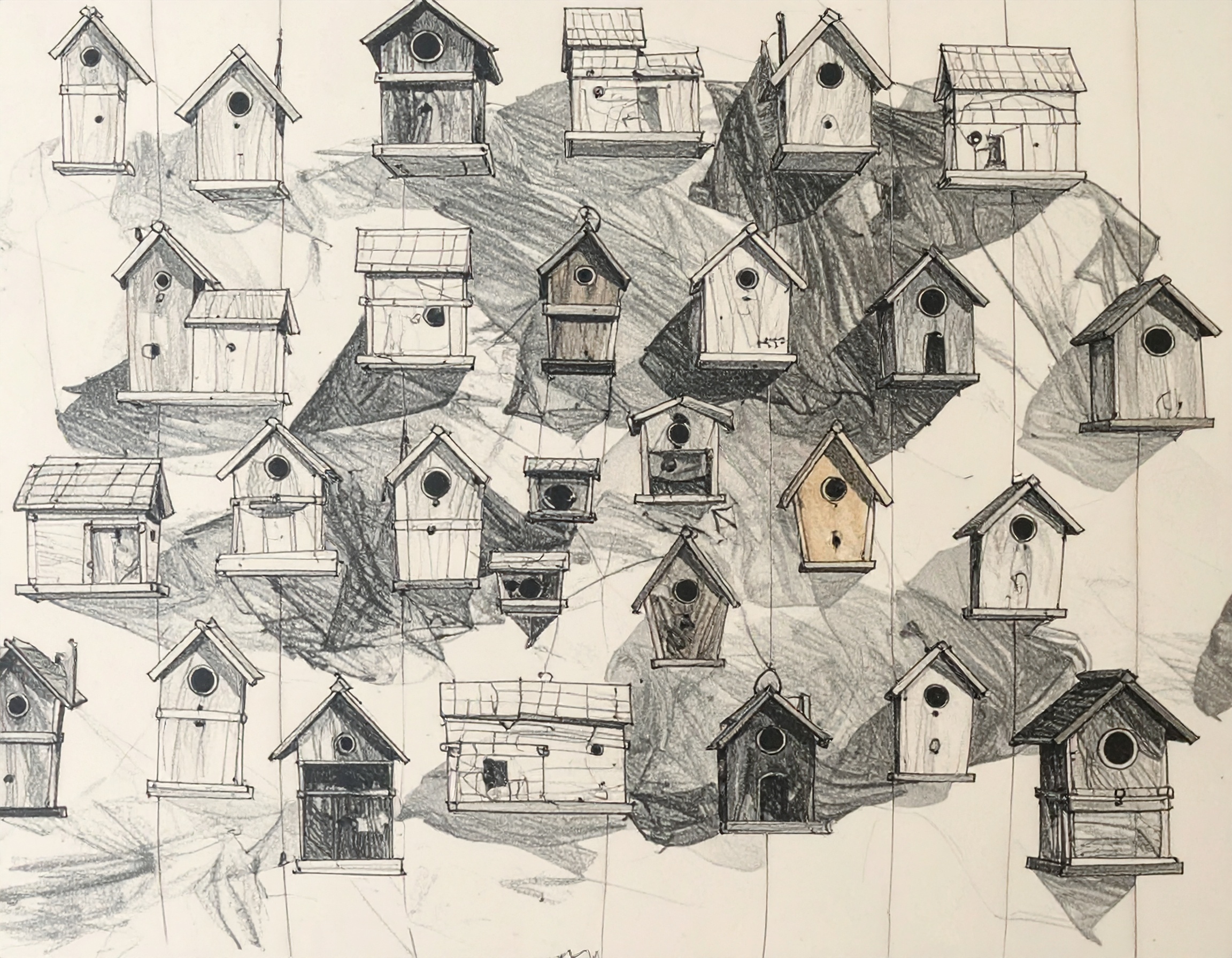 Collection of colorful birdhouses